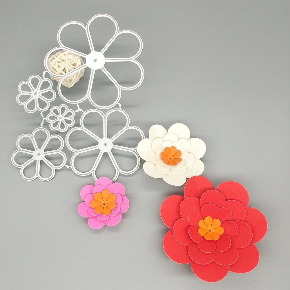 

Brand new 5 in 1 flower metal cutting dies photo album cardboard DIY gift card decoration embossing crafts