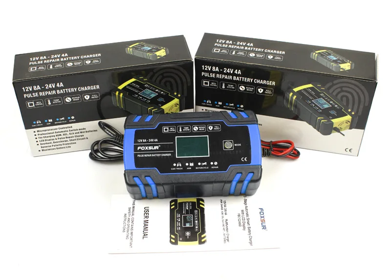 頑丈な車とオートバイのパルス修理用バッテリー充電器,12v 24v 8a,チュウスプラグ