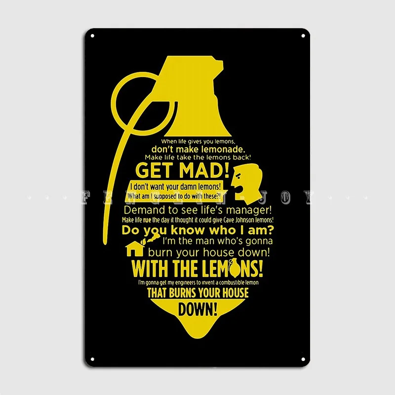 Combustible Lemon Cave Johnson Metal Sign Cinema Kitchen Home Personalized Plates Tin Sign Posters