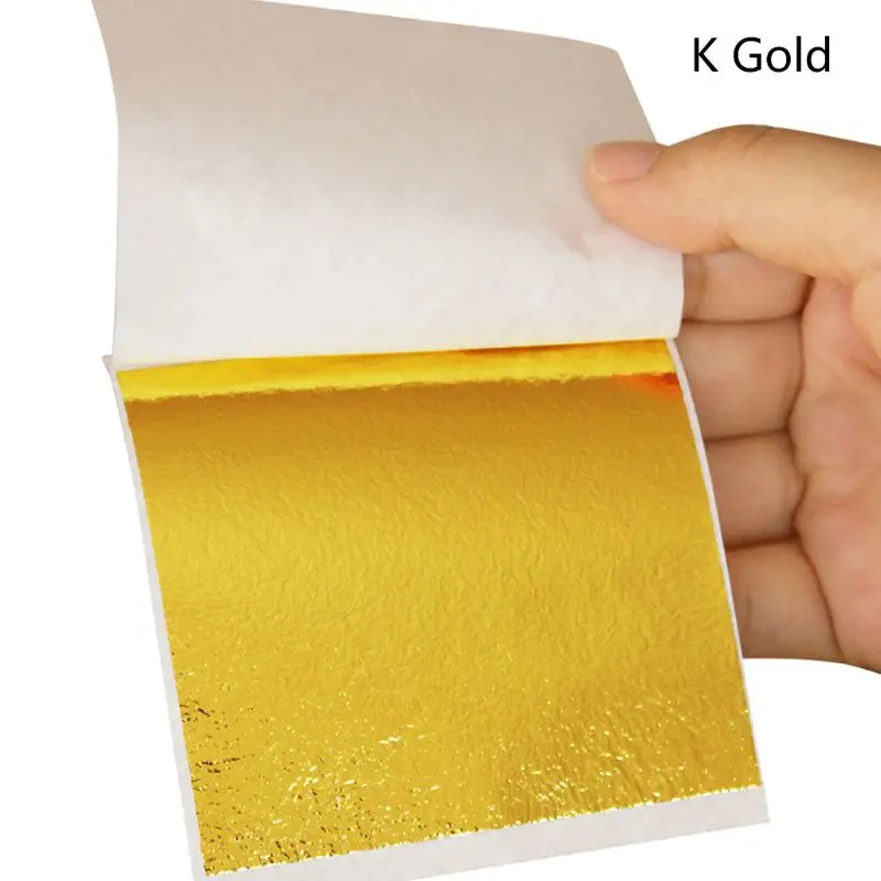 100Pcs/set Imitation Gold Sliver Copper Foil Papers Leaf Leaves Sheets Foil Paper Gilding Craft Resin Jewelry Making Filling