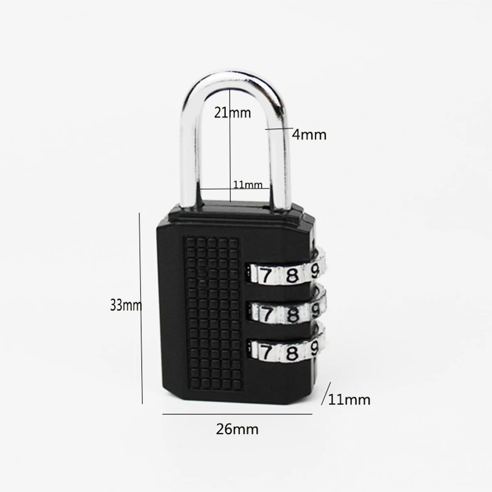 1PC 3 Digit Resettable Combination Padlock Coded Lock School Gym Locker Sheds Metal Code Password Gym Digital Lockers Suitcases