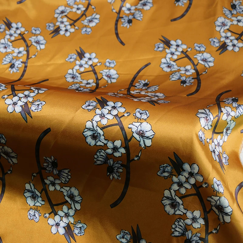 By Meter Blumen-Satin-Stoff, glänzend, weich, Schal, Hemd, Nachtwäsche, Material Charmeuse – Detail 20