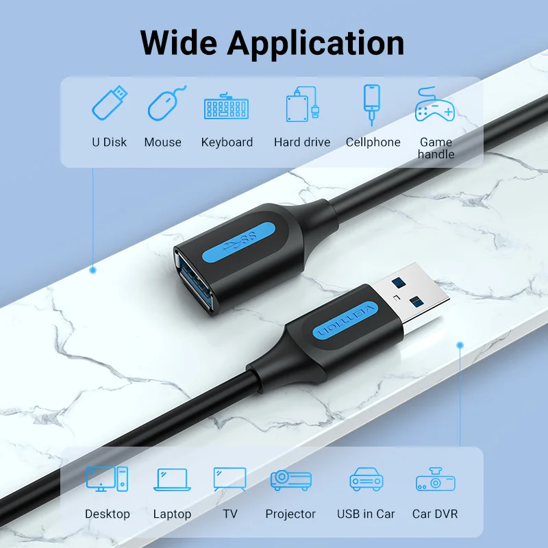 [Vention 하이파이] Vention USB 3.0 익스텐션 케이블, PC 스마트 TV Xbox One SSD 고 썸네일 3