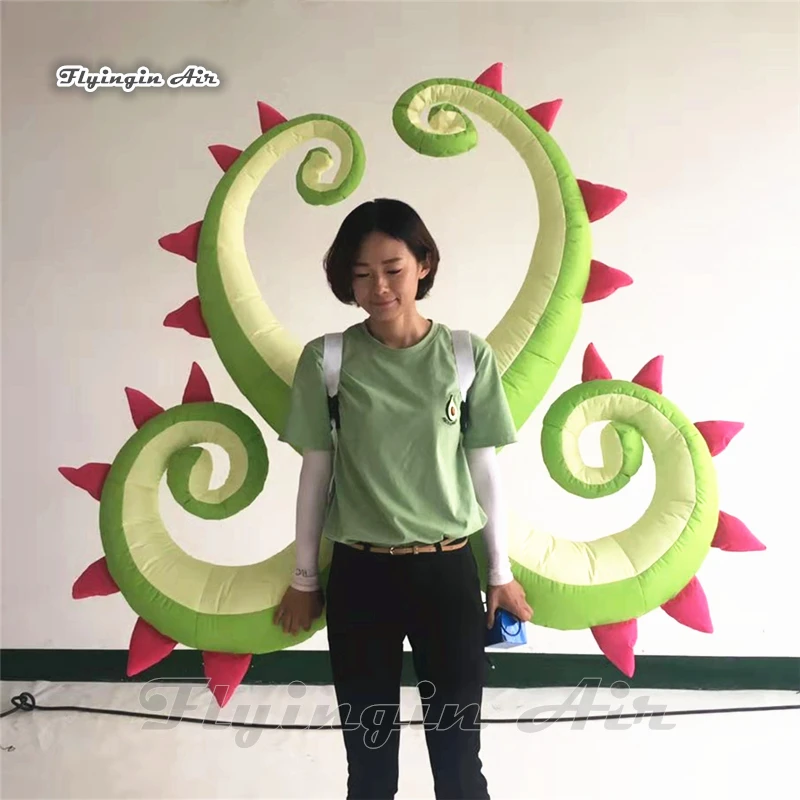 

Customized Plant Flower Theme Parade Props Walking Inflatable Wings 2m Blow Up Flower Fairy Wings Costume For Stage Show