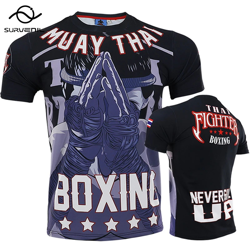 Mma Shirt Rashguard Men Tiger Dragon Muay Thai Jersey Cotton Kick Boxing Compression Muaythai T Shirt Fitness Boxeo BJJ Tee Tops