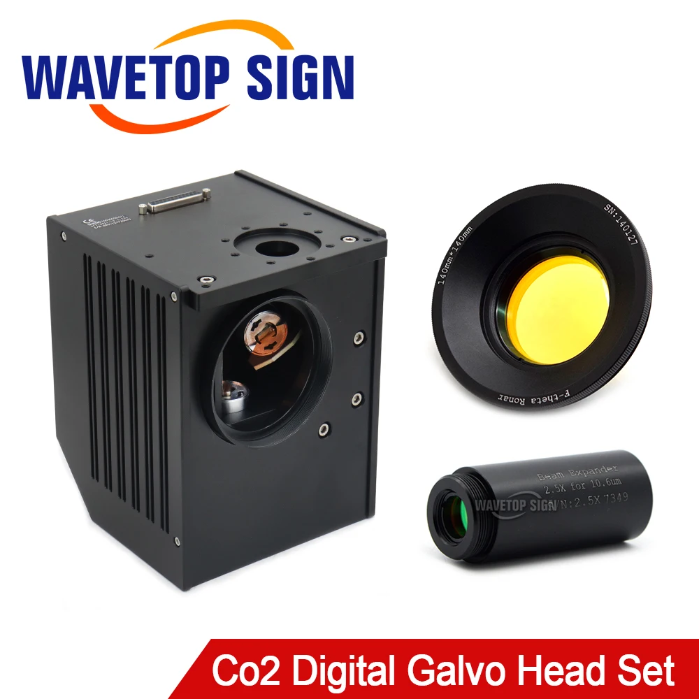 

WaveTopSign 10.6um Co2 Laser Digital Galvo Head Set Aperture 20mm + Scan Lens 300*300mm + DC24 Power Supply + CO2 Expander 3X