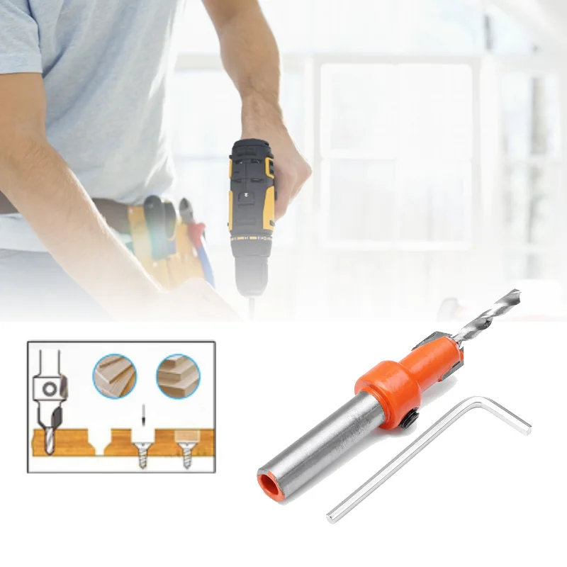UCHEER 1set Hss legname piccola lavorazione del legno svasatore punta da trapano Set taglierina a vite utensili per legno per metallo legno lega punta da trapano + chiave