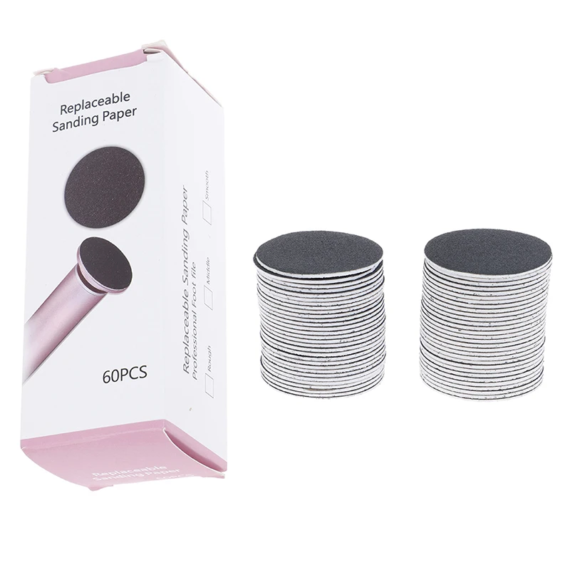 60pcs Replaceable Sandpaper Disc Cuticle Callus Remove Tool For Electric Foot File Callus Hard Remove Dead Skin Pedicure Tool