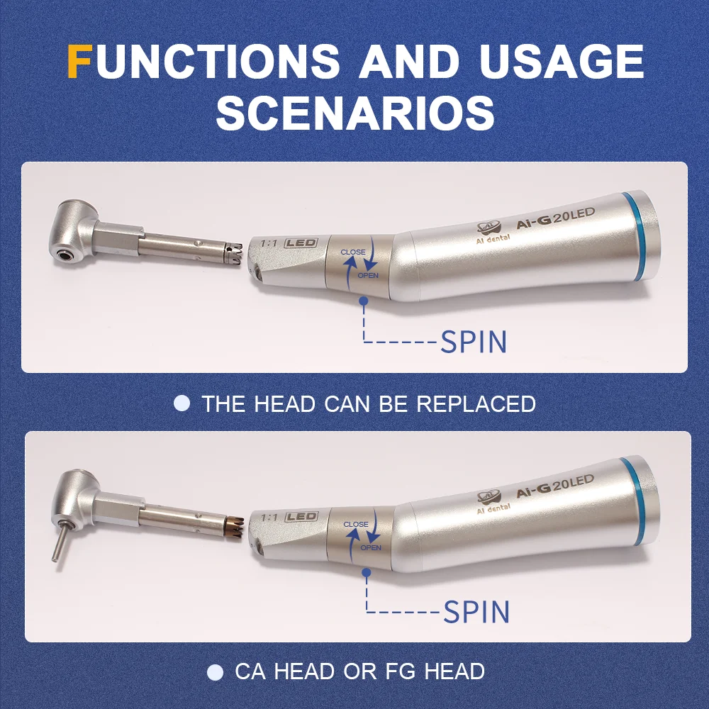 AI-G20LED Oral Therapy Dental kątnica rękojeść e-generator LED 1:1 FG wiertła ząb materiały medyczne produkty na sprzedaż