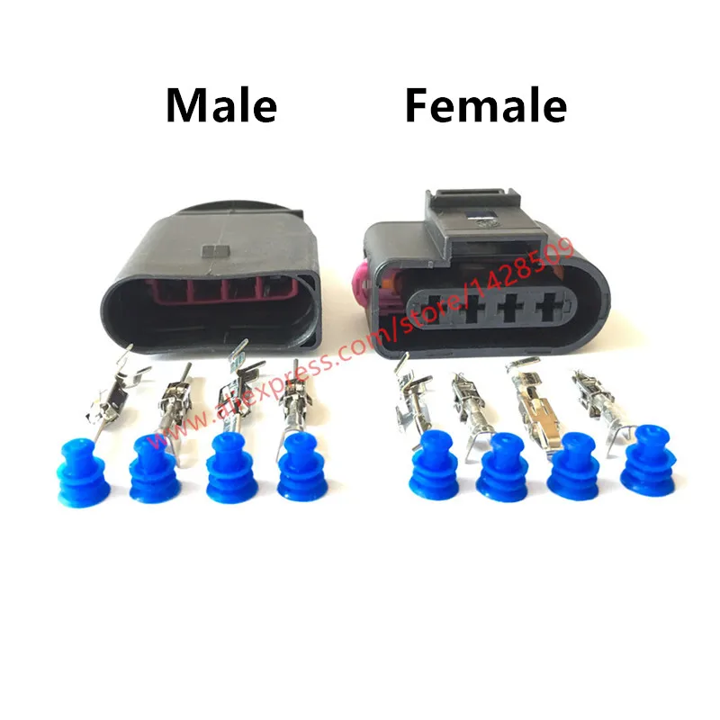 1 Set 4 Pin/Way 4B0973724 Auto Ignition Coil Connector Repair Kit Case Female Male For A4 A6 VW Passat 1J0 973 724 1J0973724