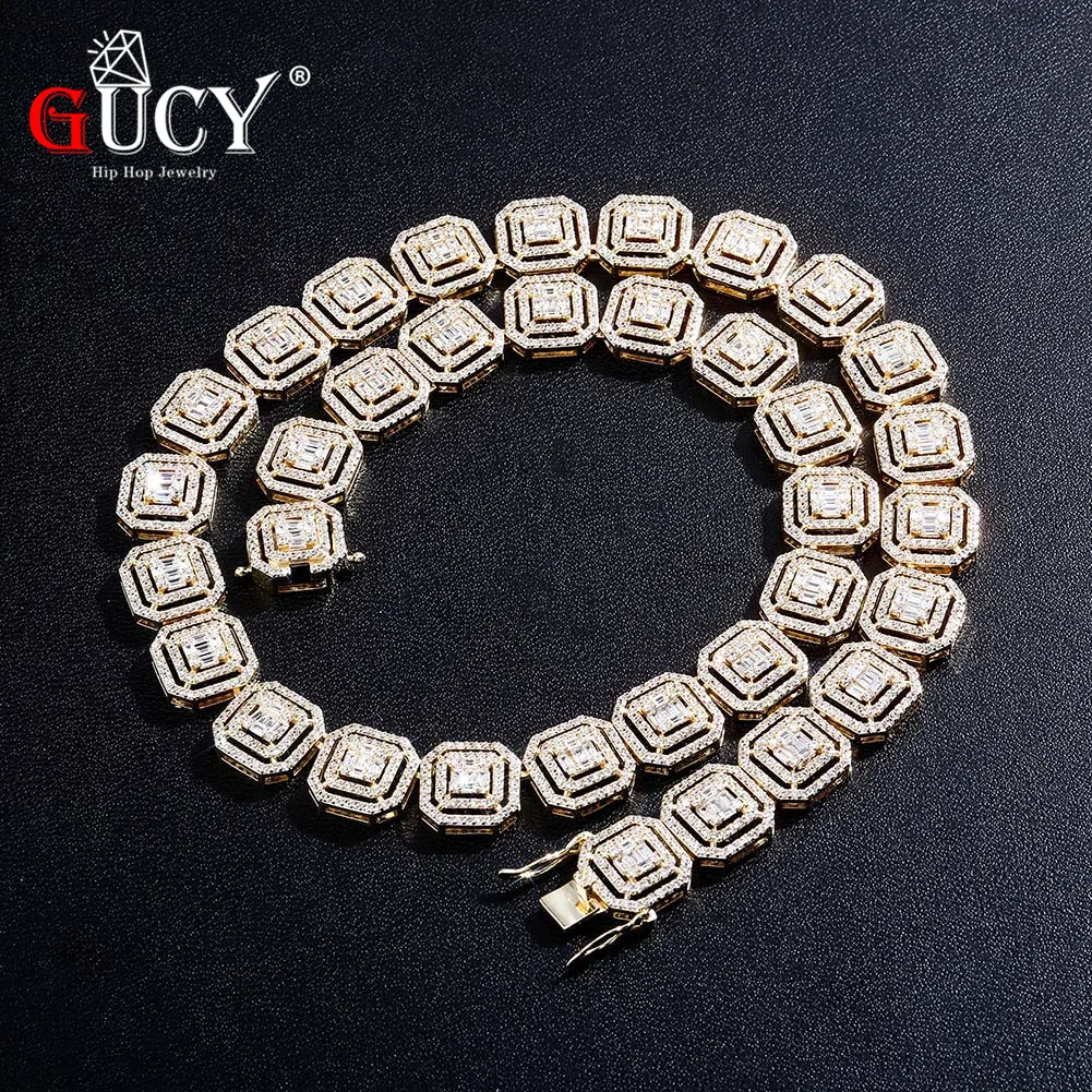 GUCY 13mm Personality Iced Out Necklace High Quality Miami Cuban Chain  Bling AAAA Cubic Zirconia Hip Hop Jewelry For Gift