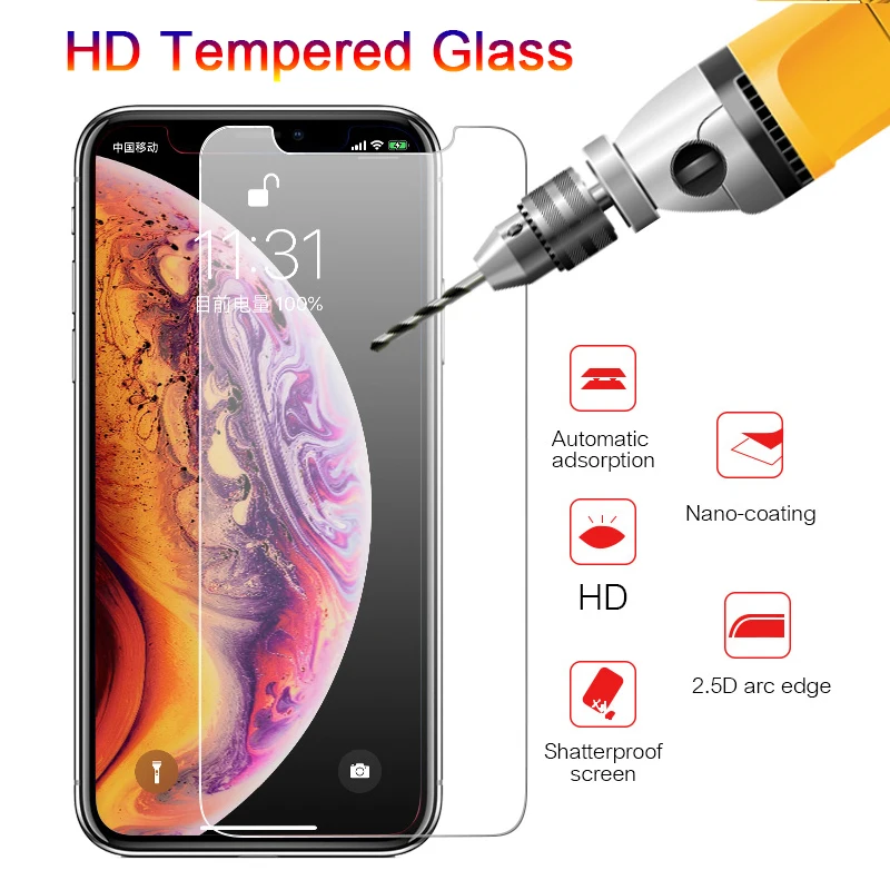 9H Protective Glass for IPhone 11 Pro MAX 2019 X XR XS MAX 7 8 6 S 6S Plus 5 5S 5C SE 4 4S Tempered Glass Screen Protector Film