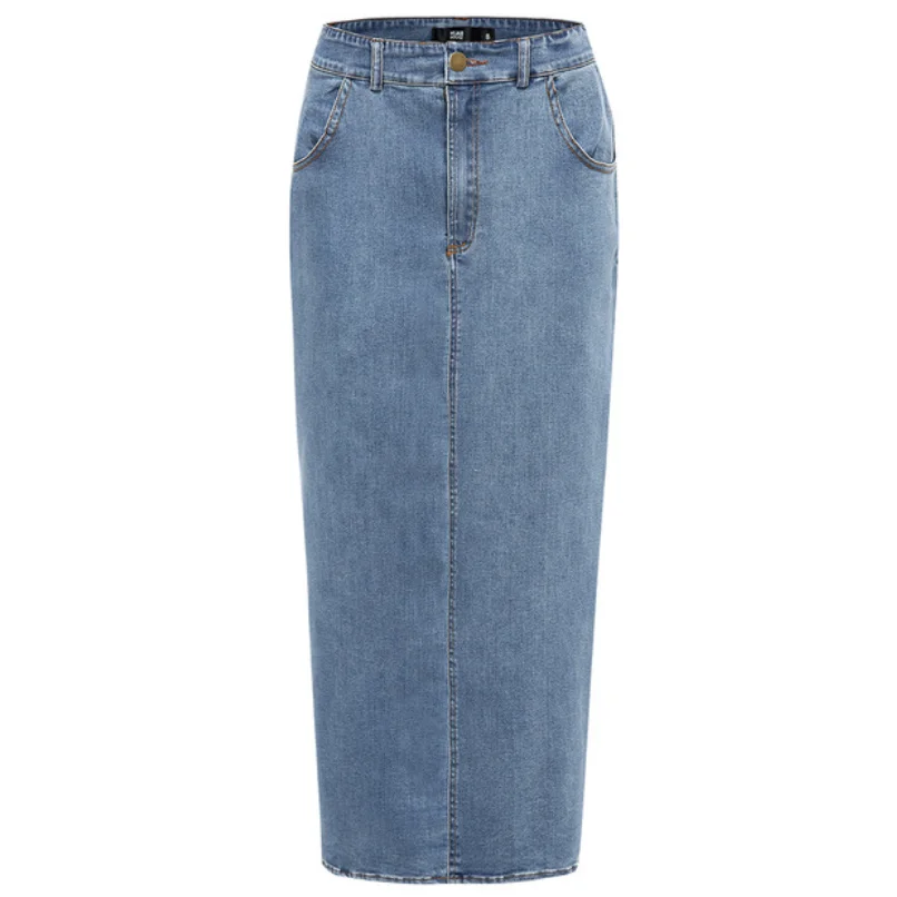 

High Waist Long Denim Skirt Women Casual Pencil package hip elastic jeans skirt