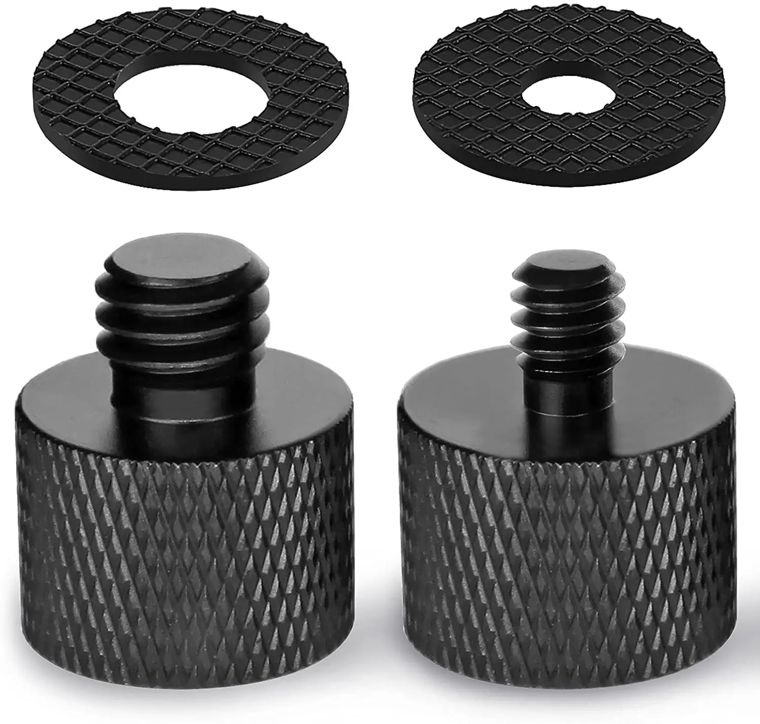 ميك برغي محول مع لوحات مطاطية ، الموضوع 5/8 إلى 1/4 محول و 5/8 إلى 3/8 محول مجموعة ل حامل ميكروفون إلى ترايبود وجاء