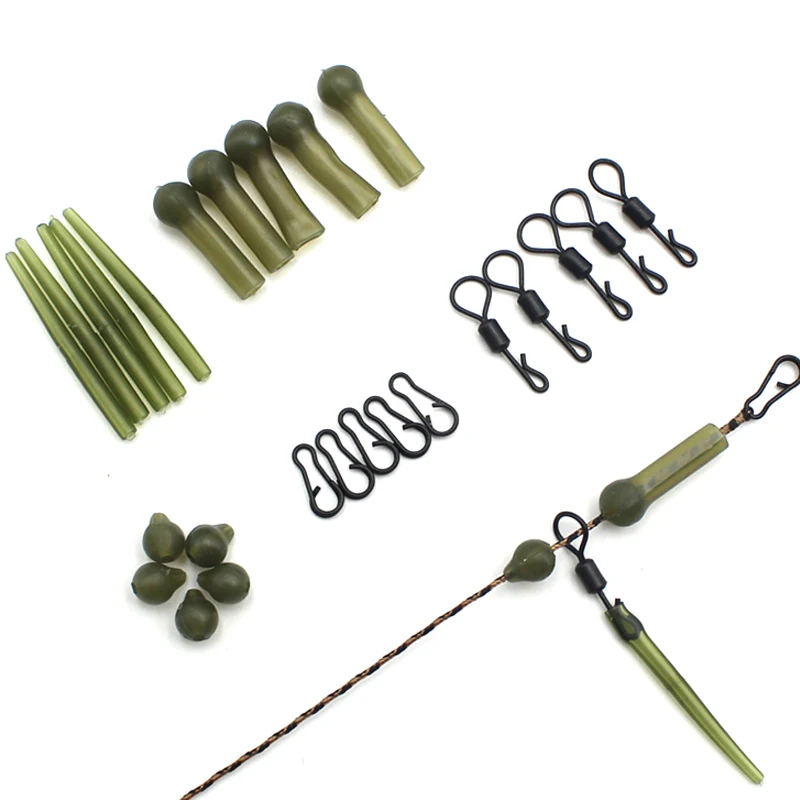 25pcs Carp Fishing Accessories Helicopter Rig Kit Sleeve Beads Big Eye Swivel Anti Tangle Sleeve Multi Clip for Carp Fishing