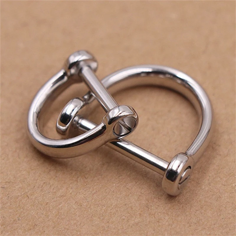 1 x Stainless steel D-ringshackle Buckle Keychain Ring Hook screw pin joint Connecter Bag Strap Clasp Leathercraft Parts