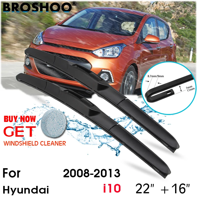 

Car Wiper Blade Front Window Windscreen Windshield Wiper Blades J hook Auto Accessories For Hyundai i10 22"+16" 2008-2013