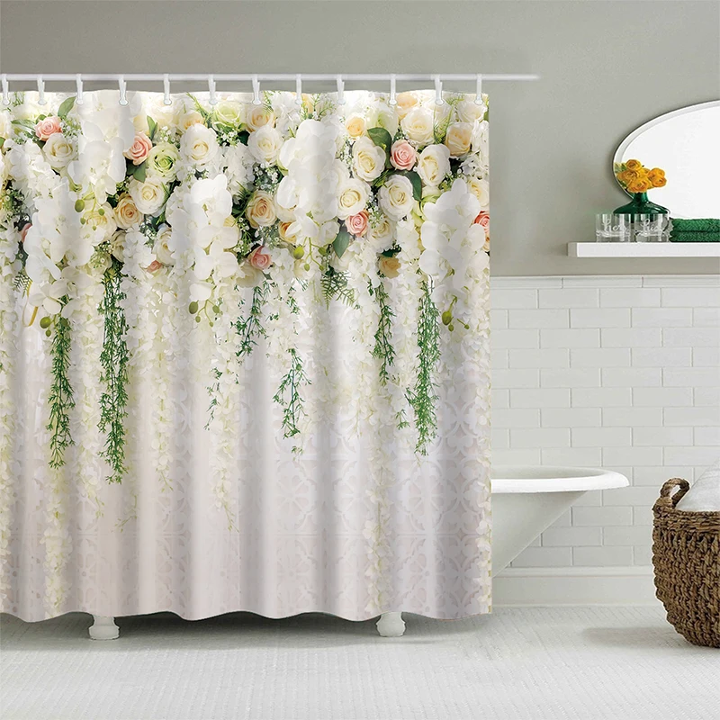 YOMDID Polyester Fiber Bath Curtain 3d Printed Shower Curtain with 12 Hooks for Home Bathroom Decor Bath Screen Cortina de ducha