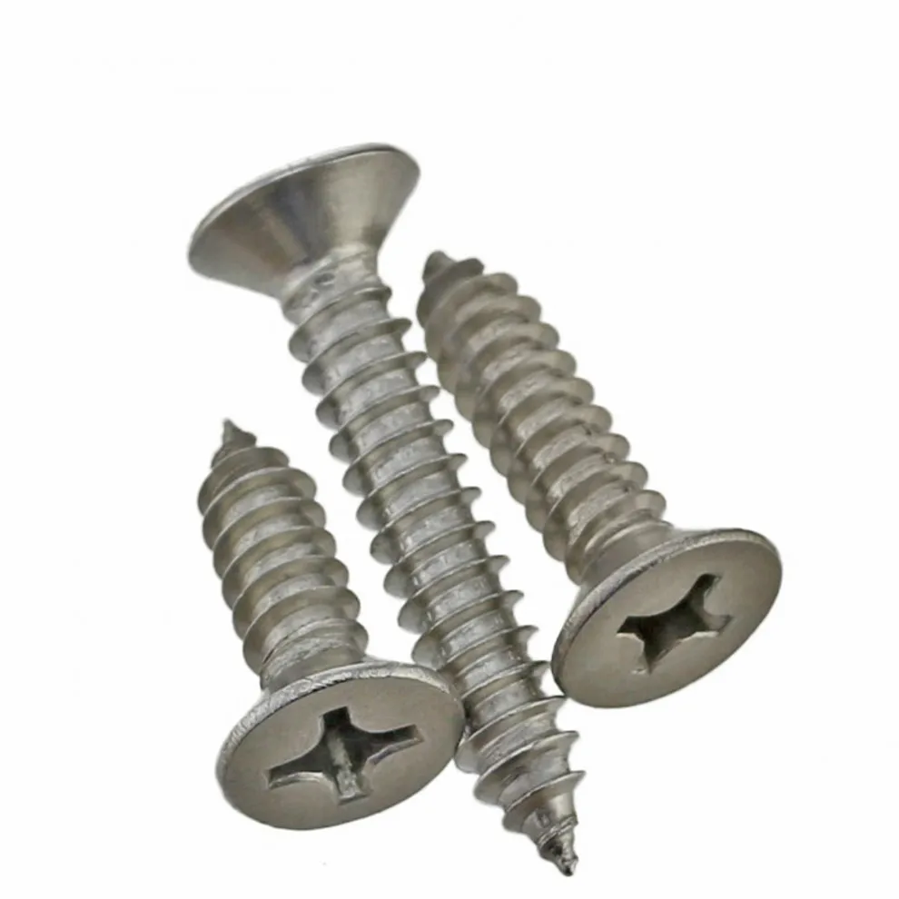 Tornillos autorroscantes avellanados M3 M4 M5 Phillips, tornillos de cabeza plana de acero inoxidable 201, tornillos empotrados en cruz para madera