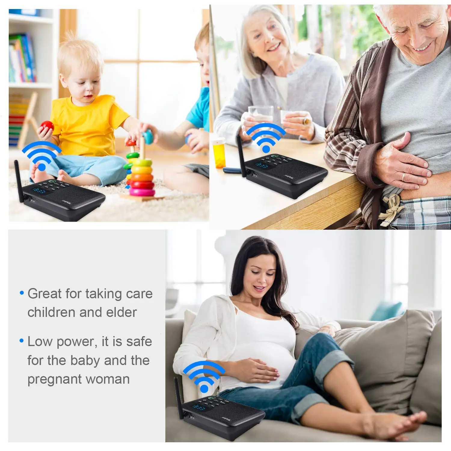 Wuloo FM Wireless Intercoms System for Home House Business Offices 1 Mile Long Range Room to Room Communicate