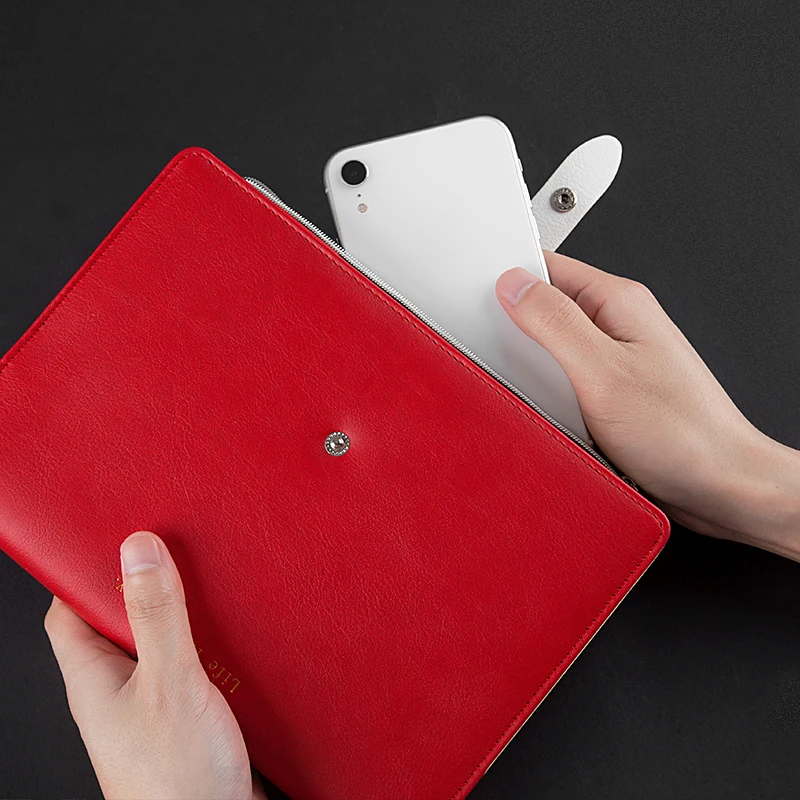 Kinburg-دفتر ملاحظات كبير بسحاب ، دفتر أعمال للطلاب ، دفتر ملاحظات محمول عملي مع حساب يدوي سميك