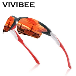 VIVIBEE 2024 Trending Luxury Sports UV400 occhiali da sole occhiali da pesca da uomo donna Mirror Red Lens White Frame Outdoor Shades