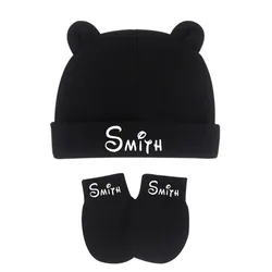 Completo da bambino personalizzato cappello e guanti da orso per bambini cappellino da neonato personalizzato Set di guanti antigraffio cappello e guanti per neonato