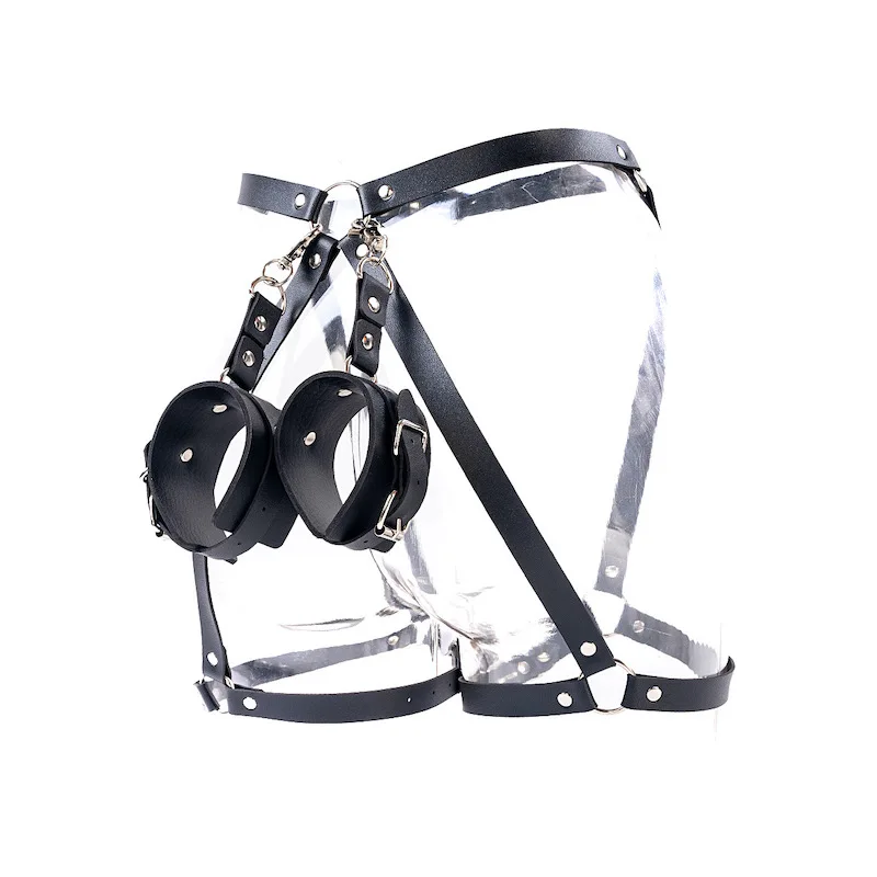 Bdsm Bondage Harness Set with Handcuffs on Women Thigh Harness Erotic Adult Games Apparel for Couples Flirting Sex Accessories