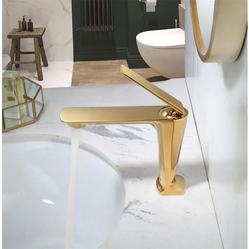 Bathroom Sink Faucet hot and cold Crane Brass gold Sink Faucet Single Handle water tap unique design black