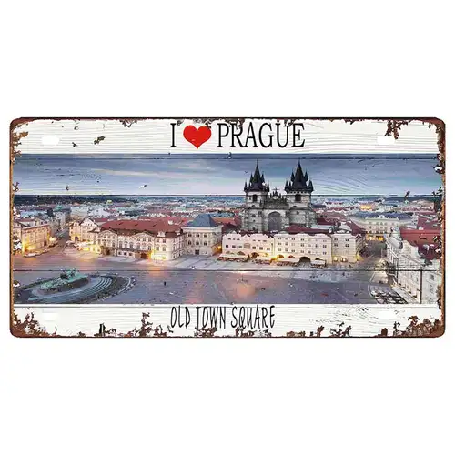 Prague Travel City Car Lisence Vintage Poster Souvenir Metal Sign Retro Plaque For Wall Shop Bar Home Decor 30X15CM  DC-0958A - Image 5