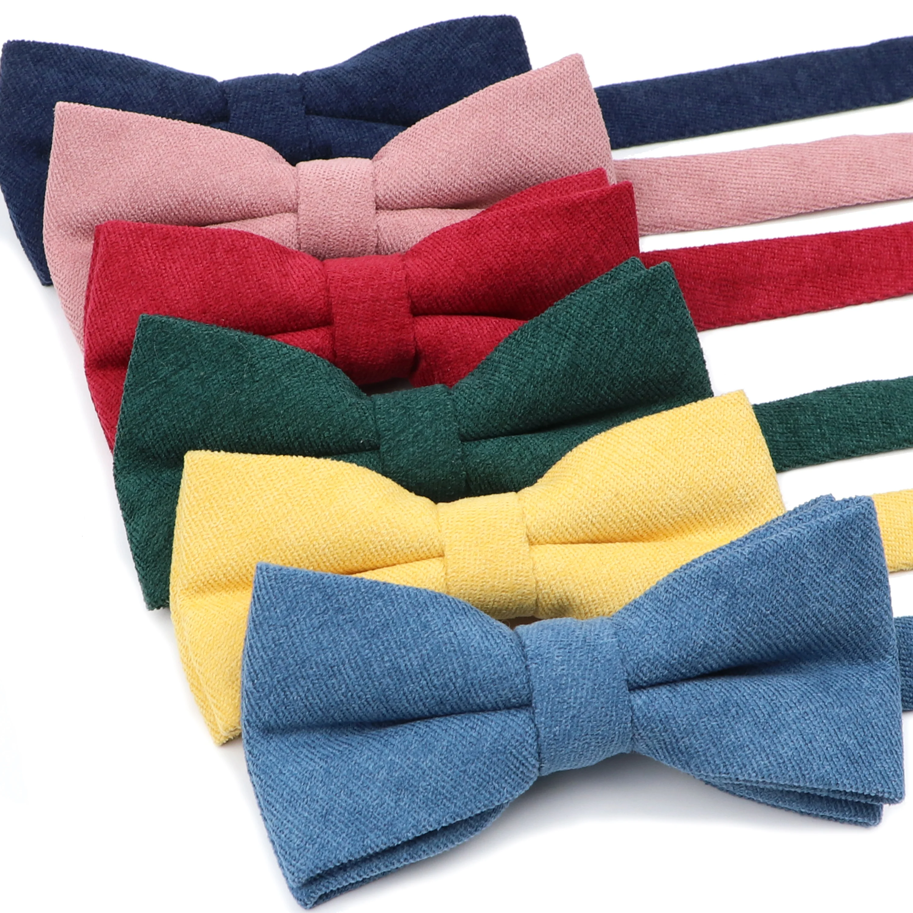 Men Ties Fashion Butterfly Party Wedding Corduroy Bow Tie Colorful Candy Solid Color Super Accessories Soft Daily Wholesale Bow