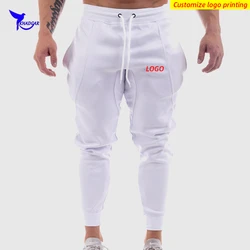 Custom LOGO 2021 Sports Men Gyms Running Pants Joggers Training Fitness Cotton Trousers Drawstring Workout Slim Fit Sweatpants