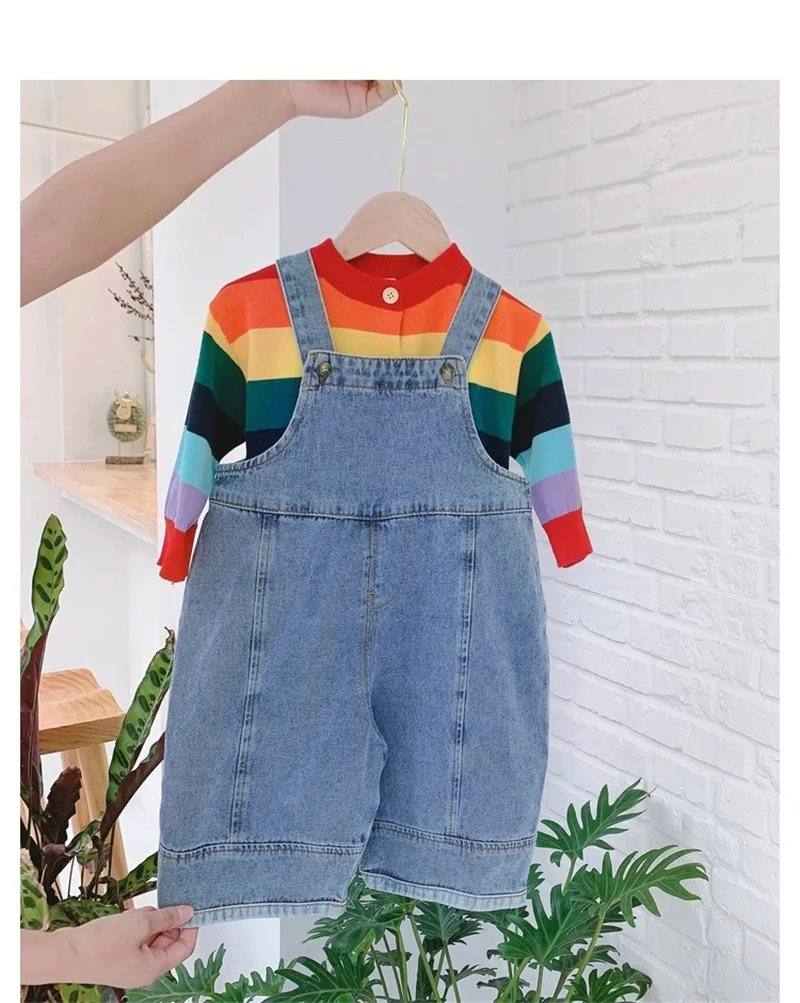 2025 Herbst Neue Kinder-Latzhose, Baby Jungen Mädchen Lässiger Jeans-Overall, Einfarbiger Freizeitanzug, 1-7 Jahre, Hochwertige Latzhose für Kinder – Detail 4