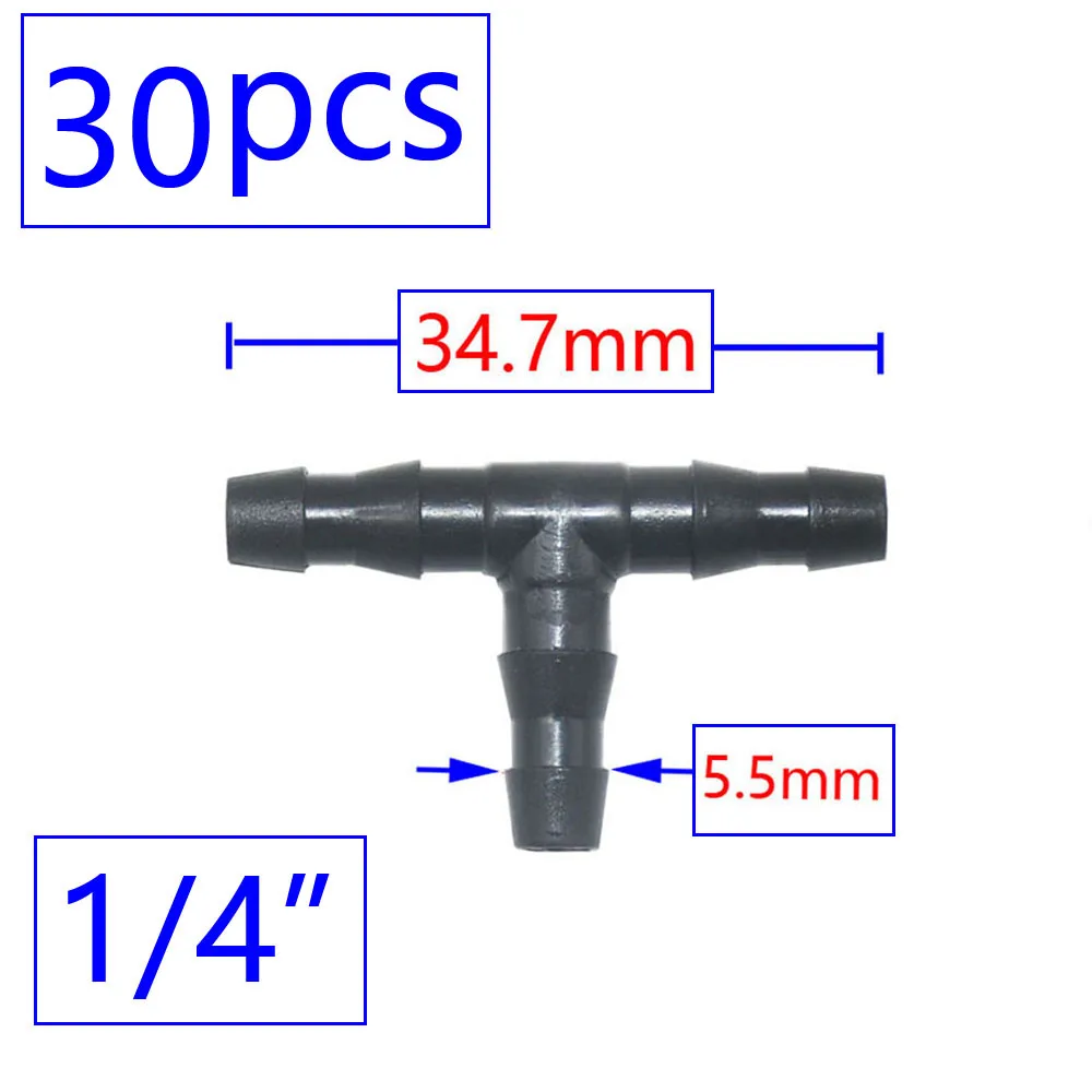 Irrigation Sprinkler 1/8 1/4 Inch Double Barbed Tee Single Elbow Water Pipe Connector Fitting Repair for 3/5 4/7mm Hose Coupler