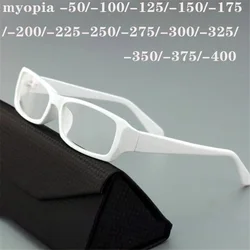 Cubojue White Myopia Glasses Men Women -100 175 to -600 Optical Eyeglasses Frames Ladies Youth Narrow Eyewear Anti Reflection