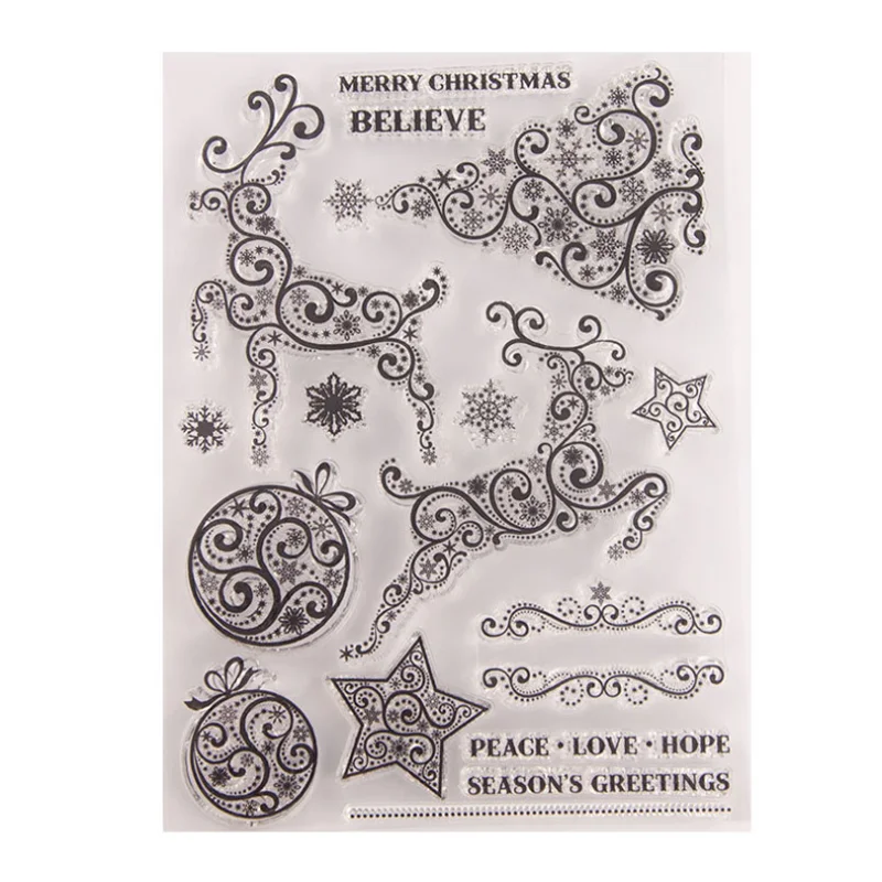 Kerst Herten Transparant Clear Siliconen Stempel Seal Diy Plakboek Rubber Stamping Kleuring Embossing Diary Decor Herbruikbare T1622