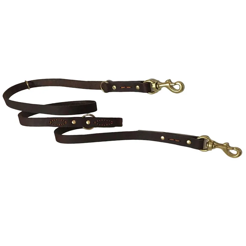 Two Large Dog Leash Real Leather Double Leashes P chain Collar Multifunctional Long Short big Dog Walking Training Lead