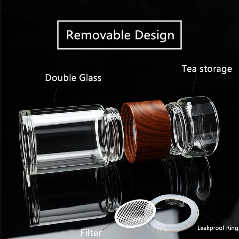 High Quality Double Glass Water Bottle With Case Tea Drink Bottle Infuser Tumbler Drinkware Waterbottle Eco-Friendly