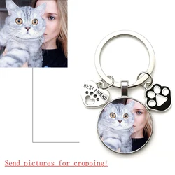 Llavero personalizado con foto de gato, colgante de cristal de I Love Dog, Mini llavero de corazón, llave de coche, regalo favorito de hombre y niña, recuerdo