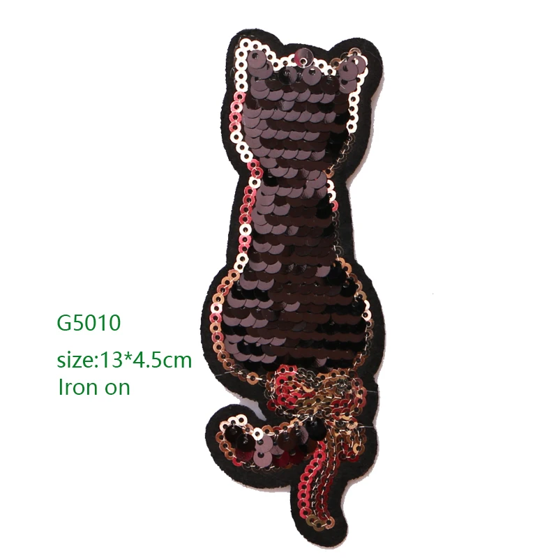 Fashion decoration patch Cat sequins icon Embroidered Applique Patches For kawaii clothes DIY Iron on Badges on a backpack