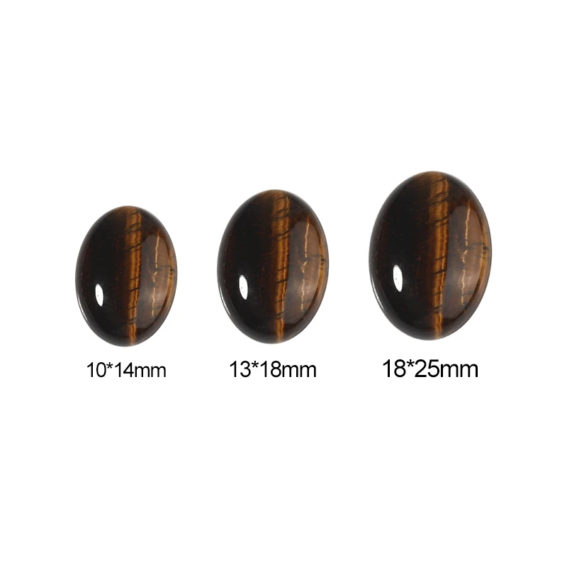 10pcs Natural Stone Oval Flatback 10x14/13x18/18x25mm Tiger\'s Eye Cabochon For DIY Jewelry Making Earring/Barcelet Accessories