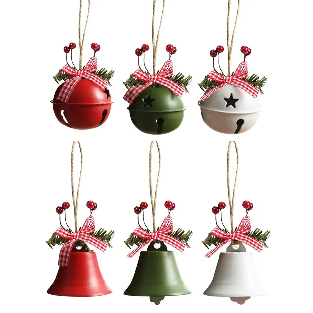 1PC Christmas Bell Red White Green Metal Jingle Bells Christmas Tree Hanging Pendant Ornament Christmas Decoration for Home