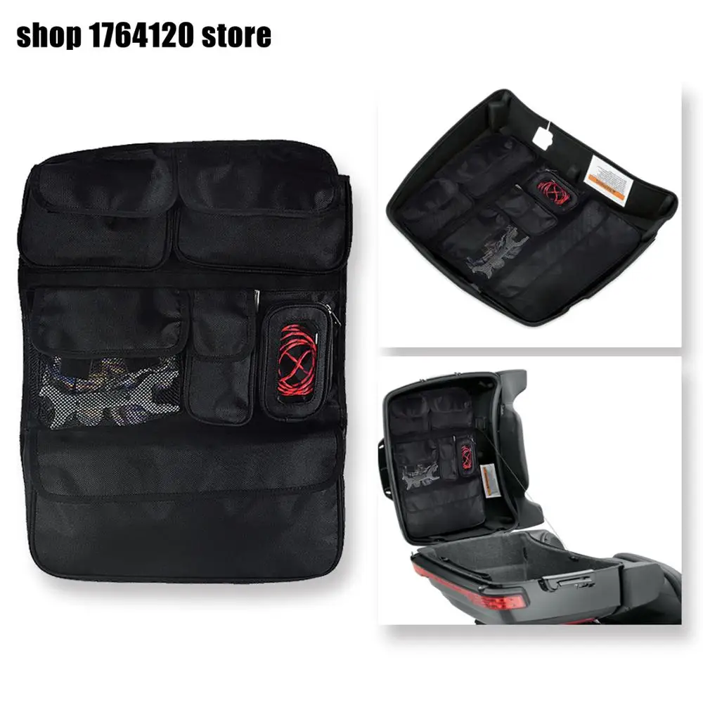 Motorcycle Black Tour Pak Pack Lid Organizer Storage Saddle Bag For Harley Touring Street Glide FLHX Road King FLHR 2014-2022