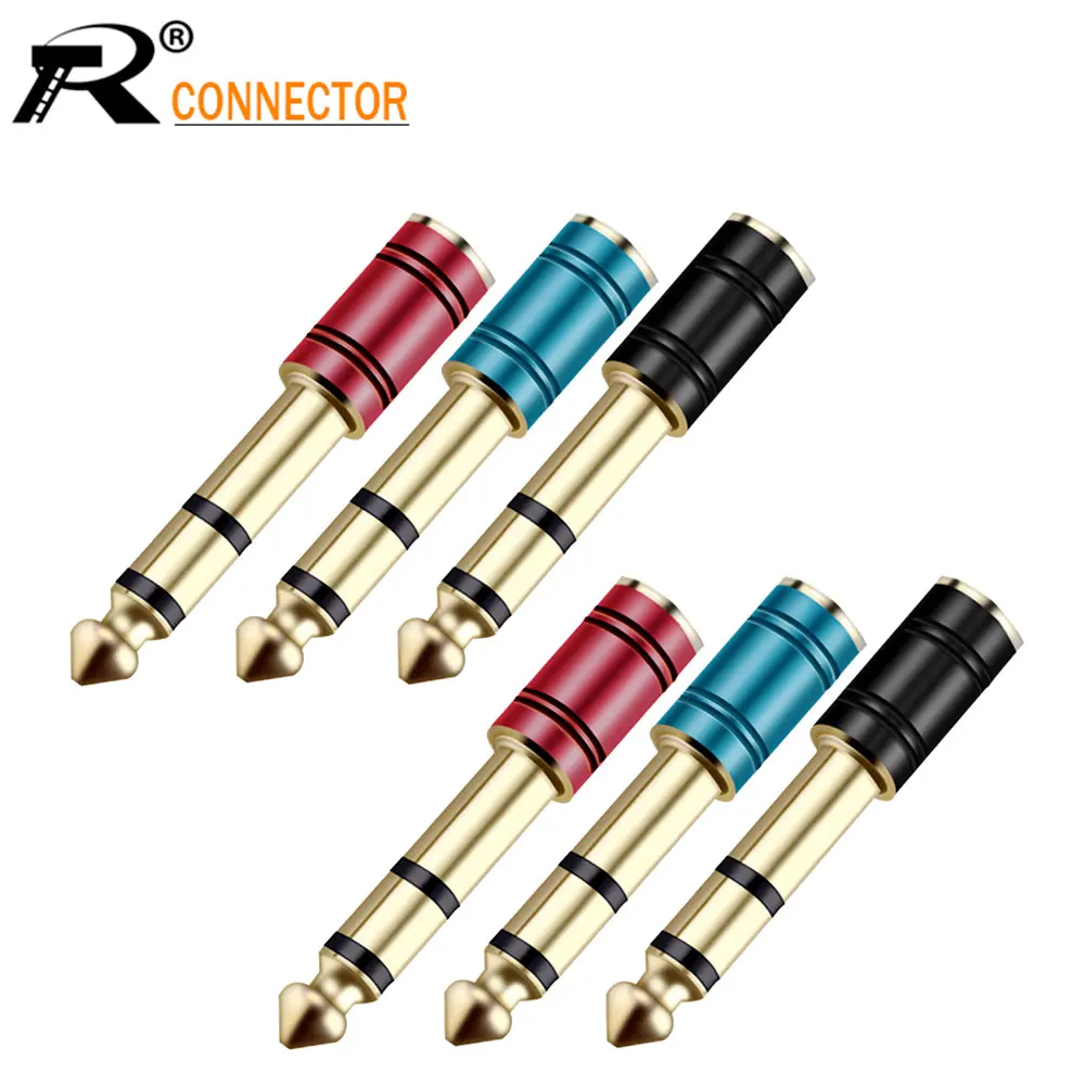 

100pcs Paint Process Phone Jack Balance Audio Connector Adapter 6.35mm Stereo Male Plug to 3.5mm Stereo Female Jack Gold Plated