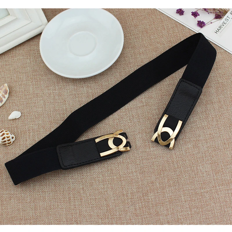 65cm Fashion Female Wide Elastic Waistband Metal Buckle Belt for Women Waist Band Cummerband Sweater Coat Clothing Accessories