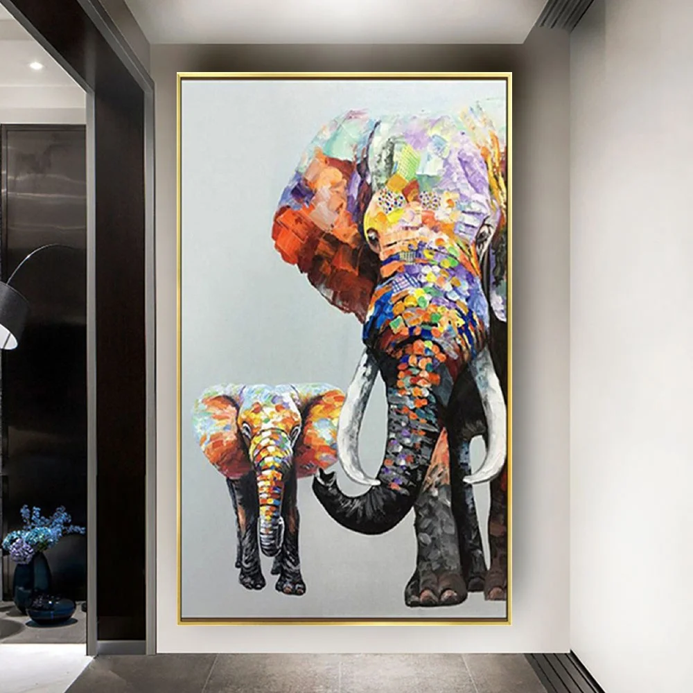 Abstract Canvas wall Painting Large Wall Art Modern hand painted oil painting on Canvas Wall Decor Art animal Elephant Paintings