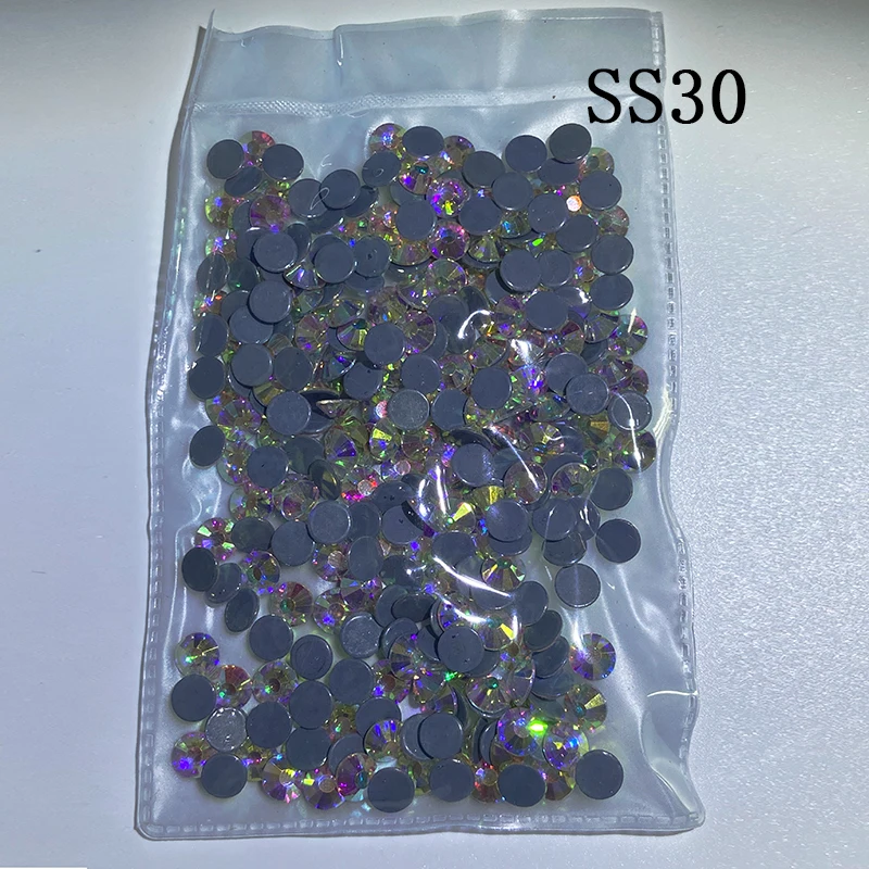 Crystal AB  SS16-SS30 1440/288 pcs DMC Hot Fix Rhinestone Crystal Flatback Loose Strass Rhinestone for clothes bags accessaries