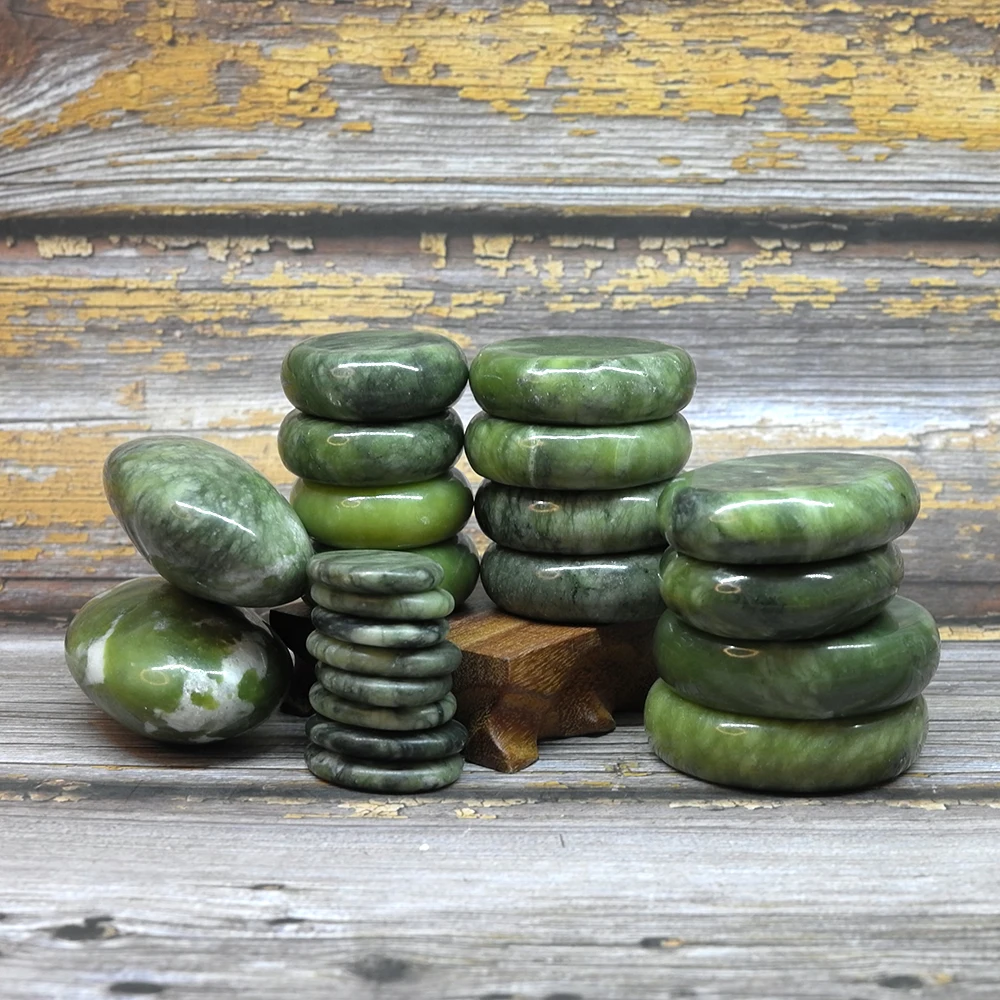 Green Jade glaze hot stone massage Set massager back massageador Health Care stones for massage spine basalt lava stone spa