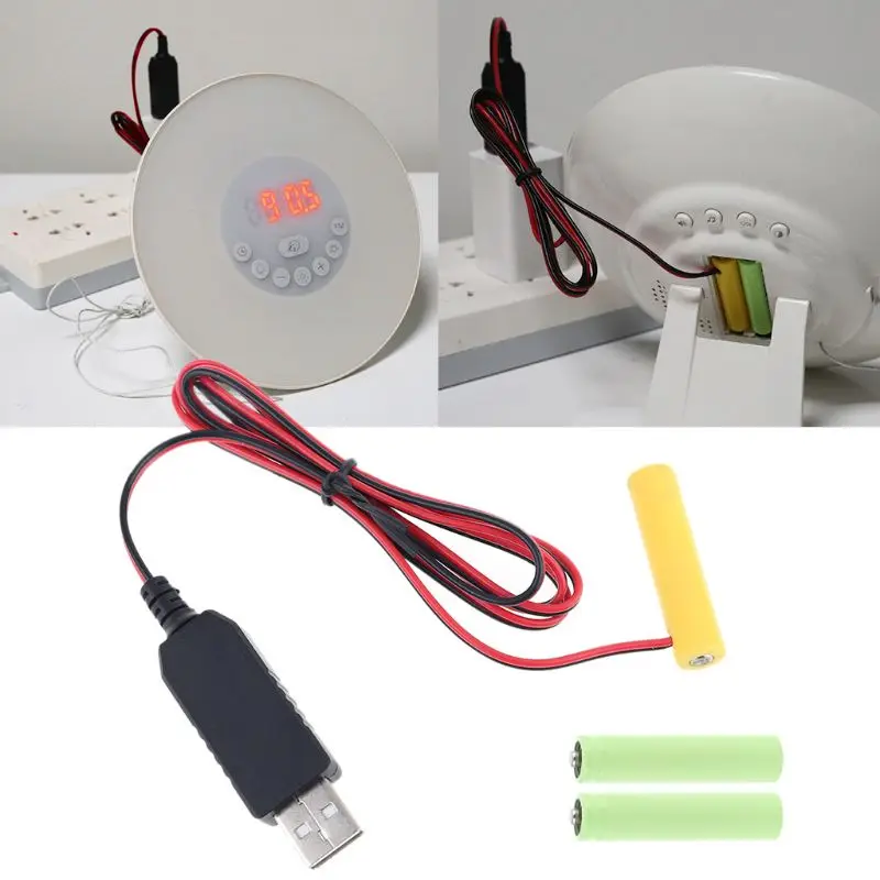 5V 2A USB Mains Convert to 4.5V AAA Battery Eliminator Replacement 3pcs 1.5V AAA LR03 Battery Power Supply Cable 4.6m T21A