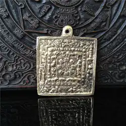 TBC840 Tibetan Antiqued Square Waist Tag Amulet Chinese 12 zodiac Tibtan Crafts Funny Collectibles